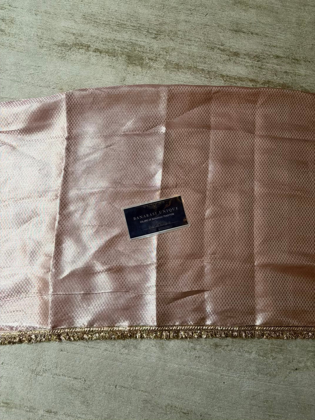 Blush Pink Pure Tissue Silk Saree with Zari Border – Janhvi Kapoor Inspired