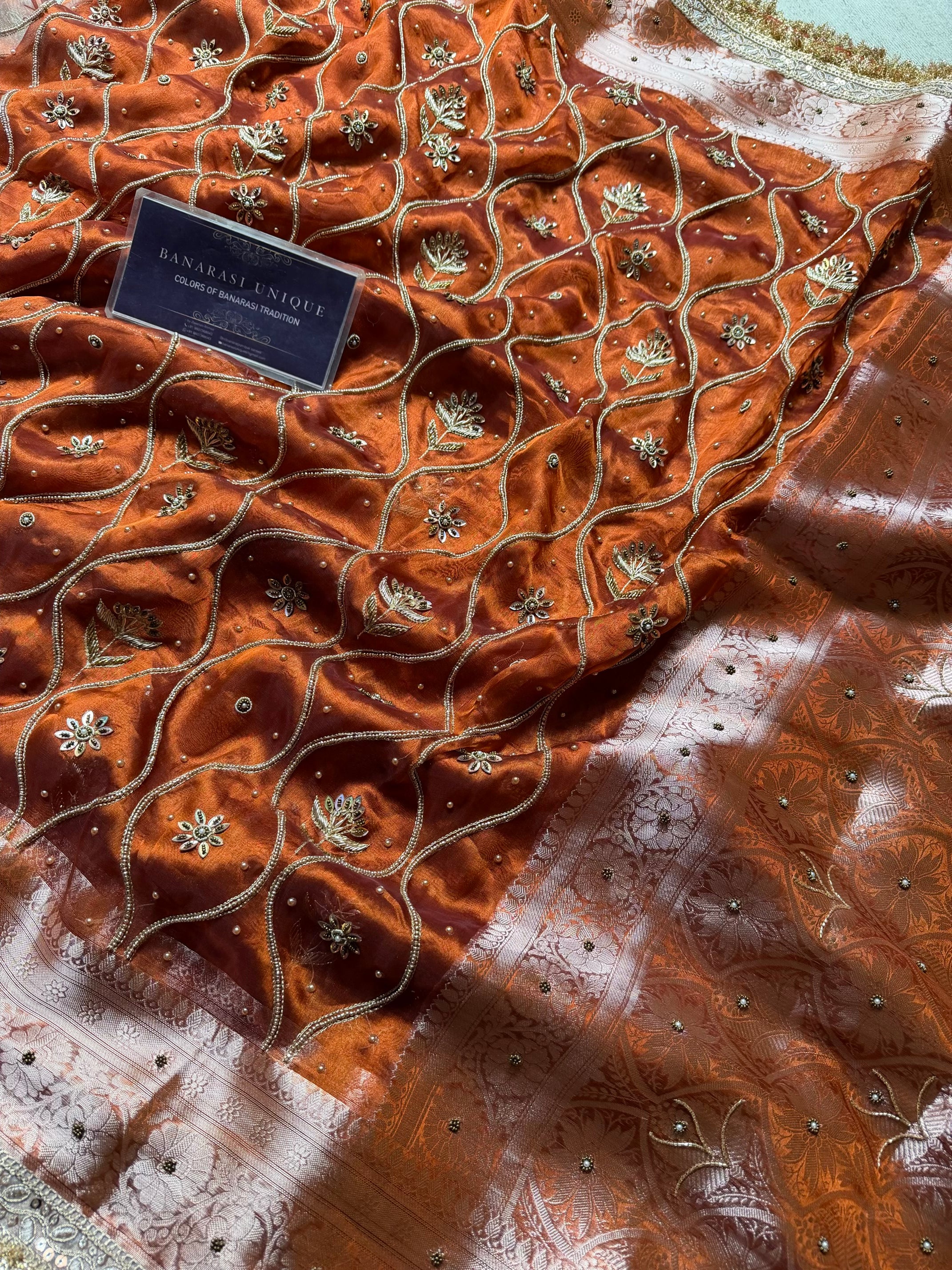 LEHERIYA JAAL (KASHTI) - BURNT ORANGE