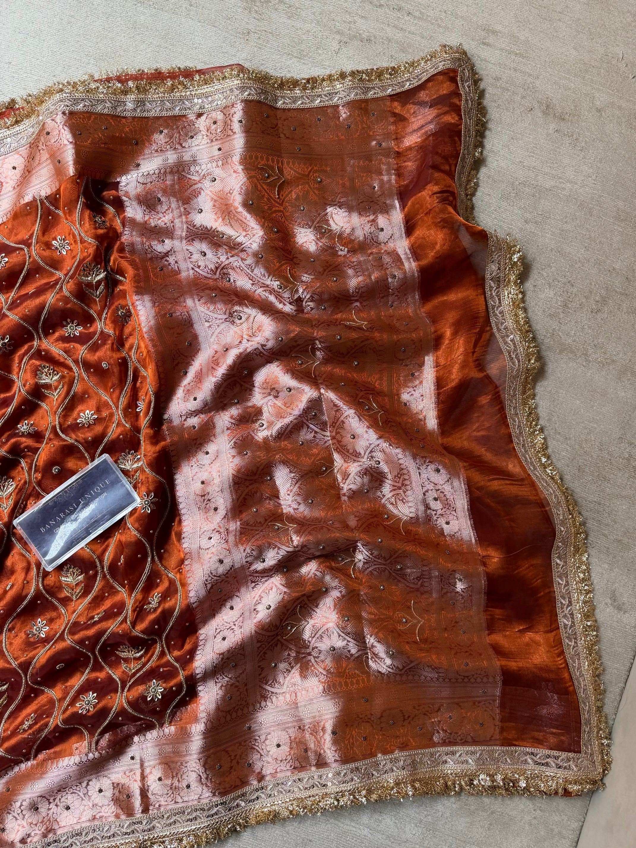 LEHERIYA JAAL (KASHTI) - BURNT ORANGE