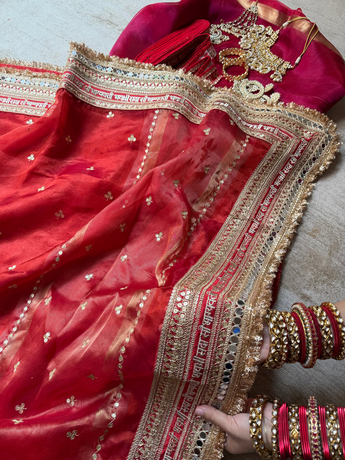 Karwa Chauth 2026 Pure Tissue Silk Saree | Red Bridal Saree