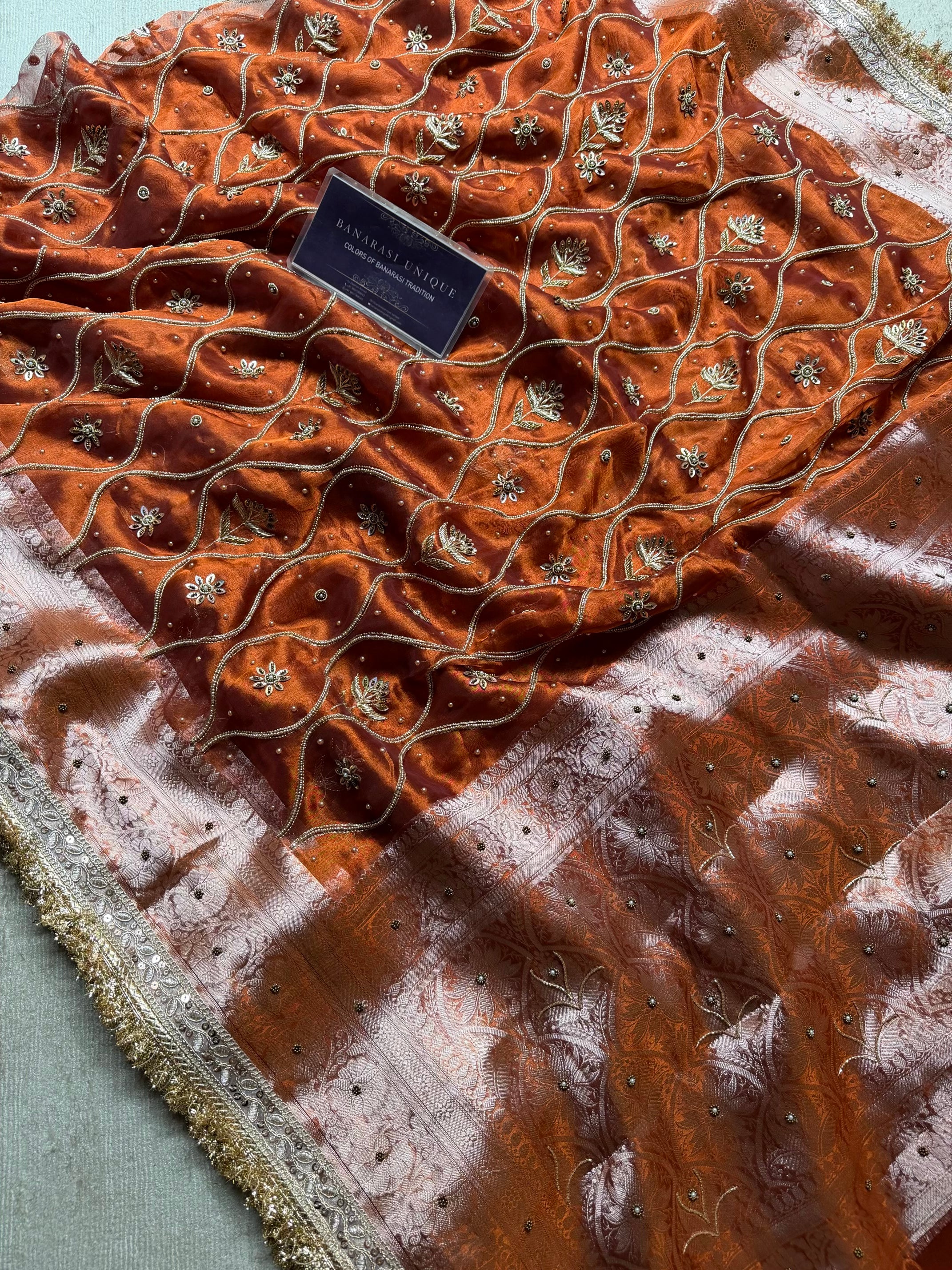LEHERIYA JAAL (KASHTI) - BURNT ORANGE