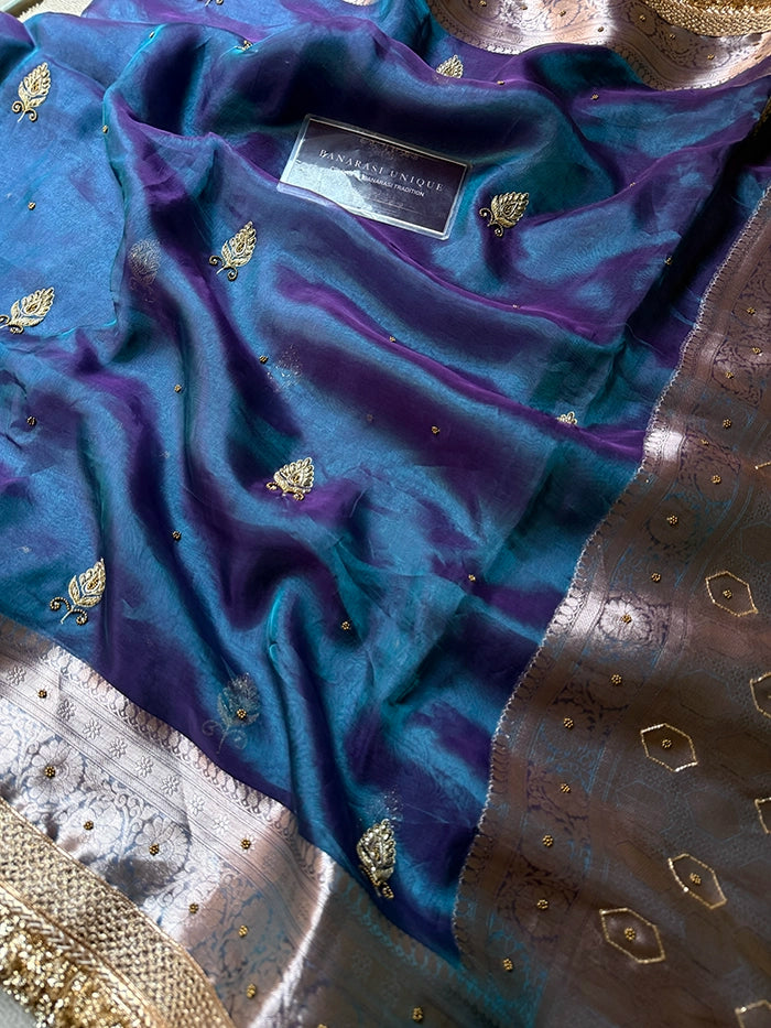 TEARDROP PAISLEY BUTIS - DHOOP CHAAV BLUE & PURPLE