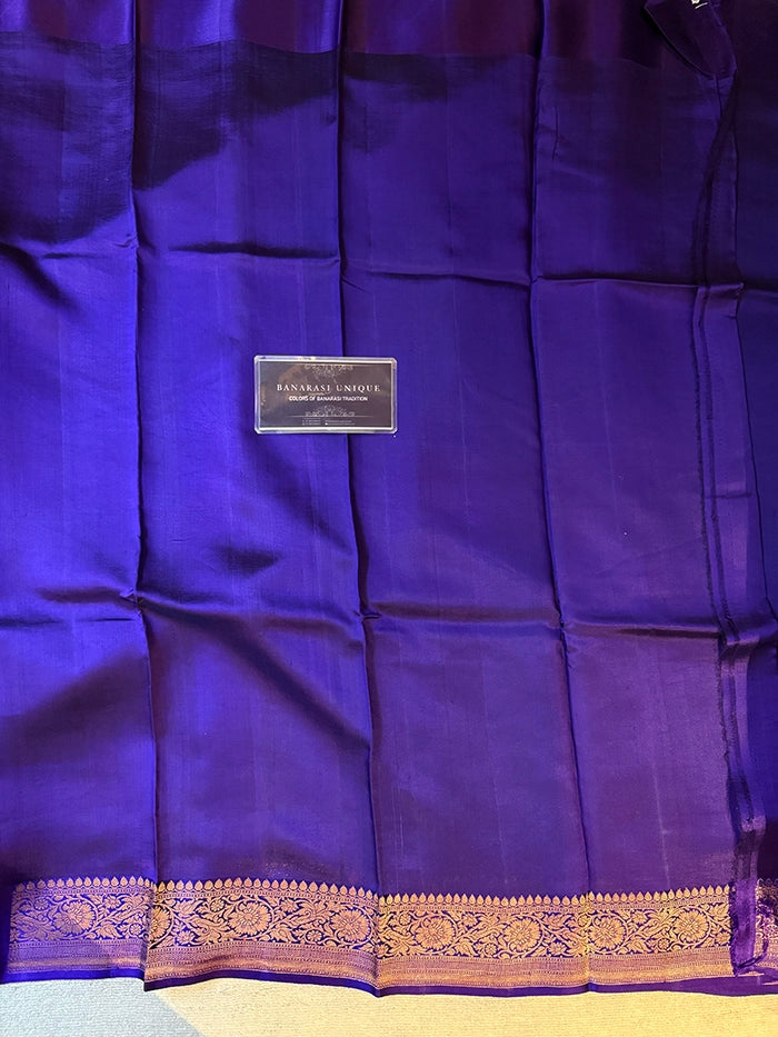 PURE KATAN SILK PLAIN ZARI BORDER SAREE - PURPLE