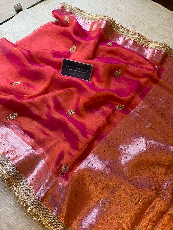 TEARDROP PAISLEY BUTIS - DHOOP CHAAV ORANGE and RANI