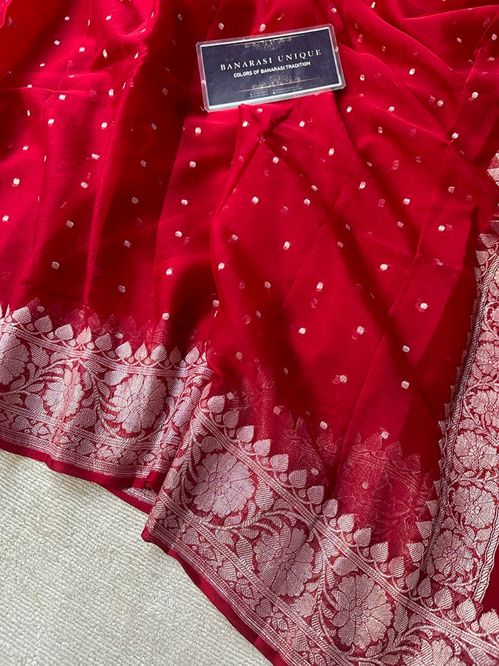 KHADDI CHIFFON HAZARA BUTI SAREE - MAROON