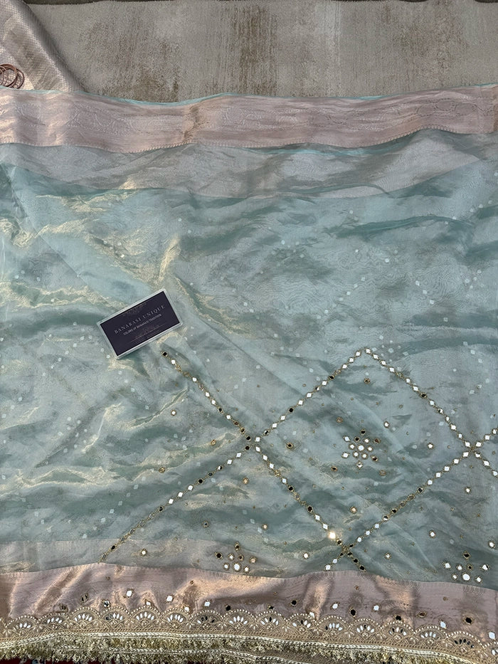 GEOMETRIC MIRROR BUTA and JAAL ALL OVER - ICE BLUE