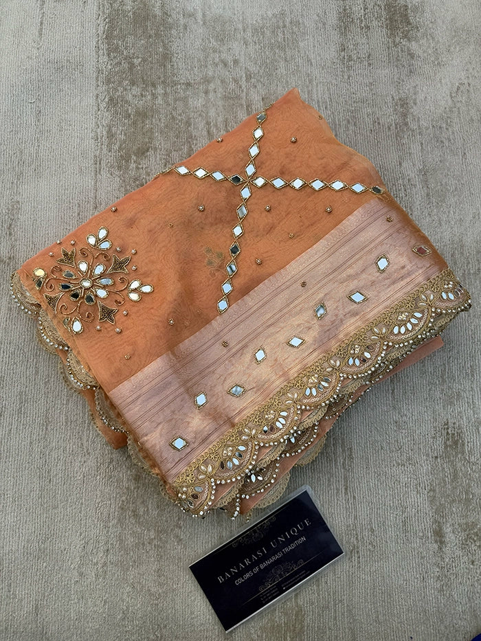 MIRROR FLORAL BUTA and JAAL - PEACH
