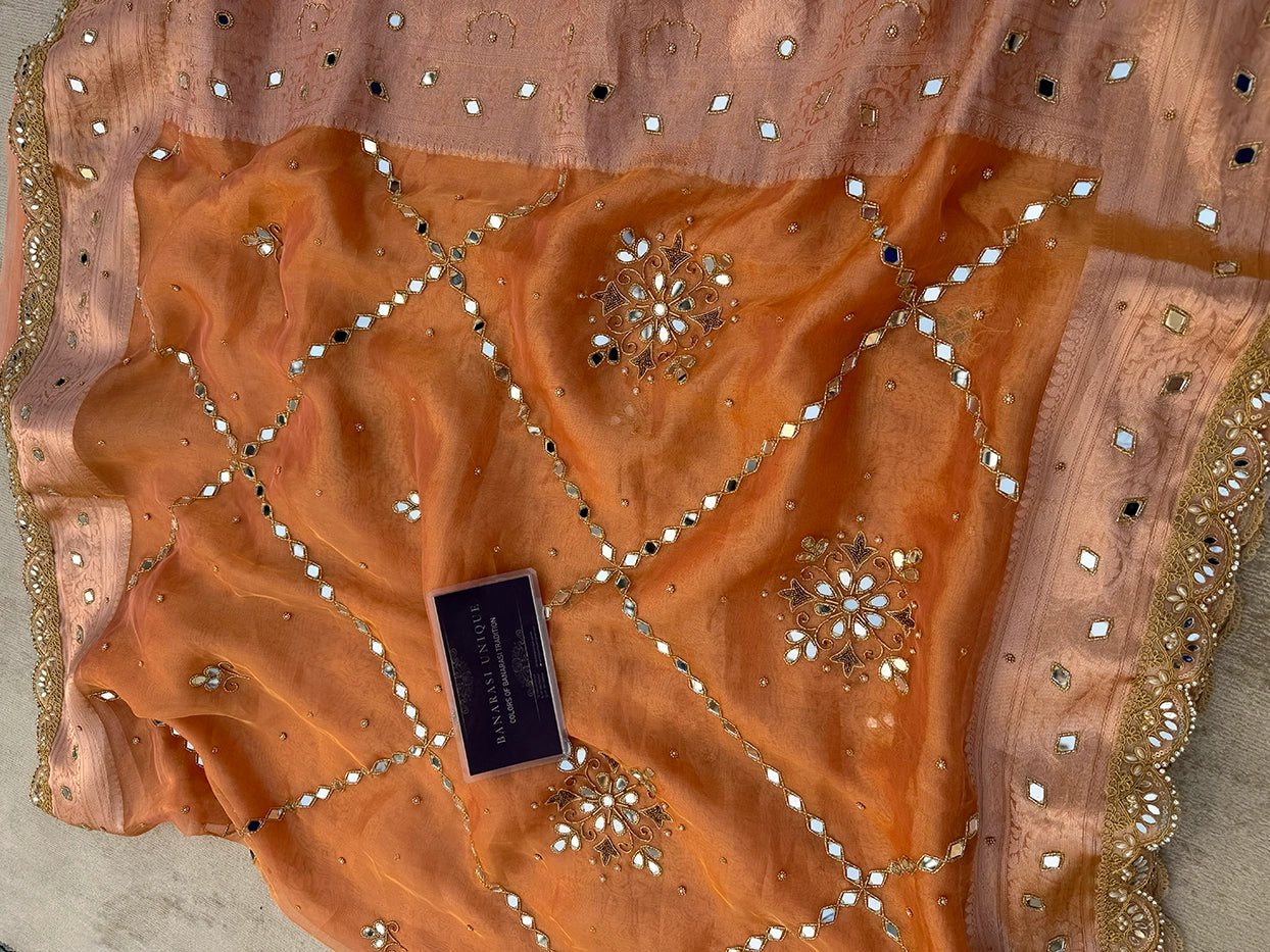 MIRROR FLORAL BUTA and JAAL - PEACH