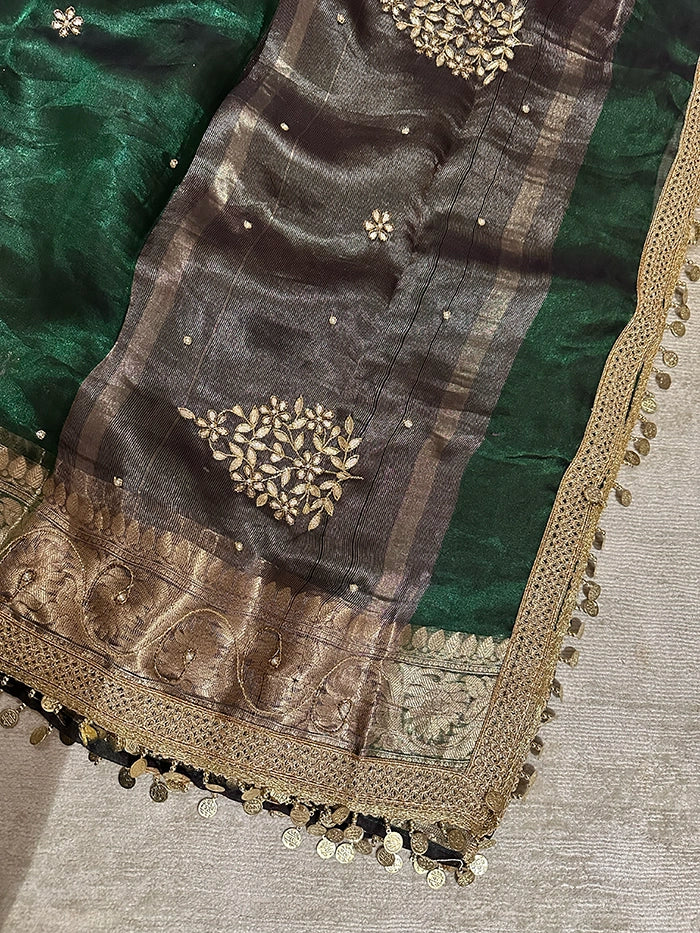 LEAF EFFECT PURE TISSUE - GREEN