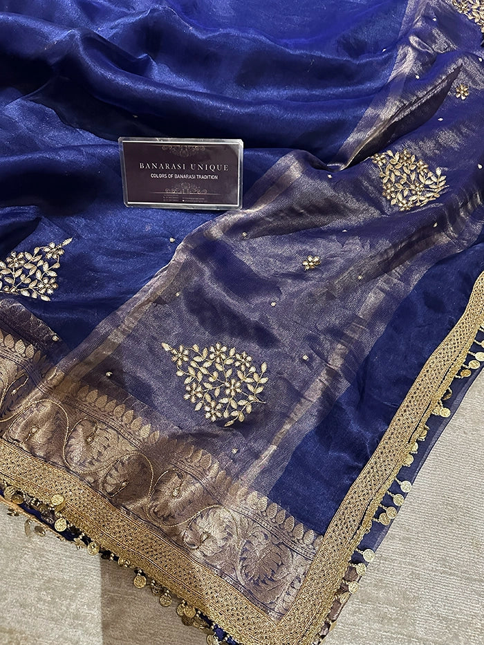 LEAF EFFECT PURE TISSUE - BLUE