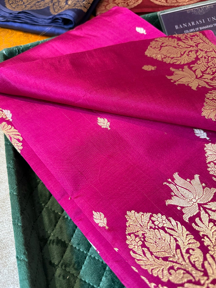 PURE KATAN SILK SCALLOP BORDER BUTI SAREE - AS SHOWN