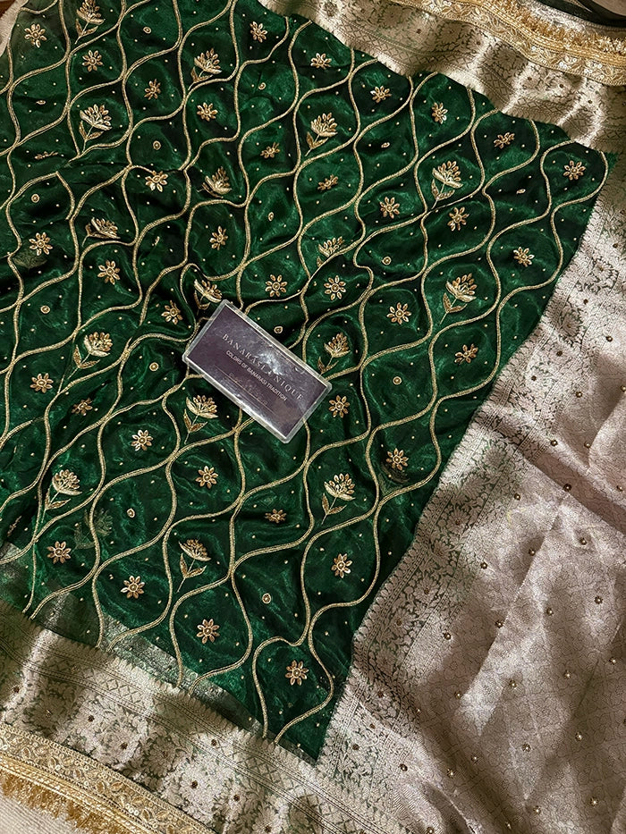 LEHERIYA JAAL (KASHTI) - BOTTLE GREEN