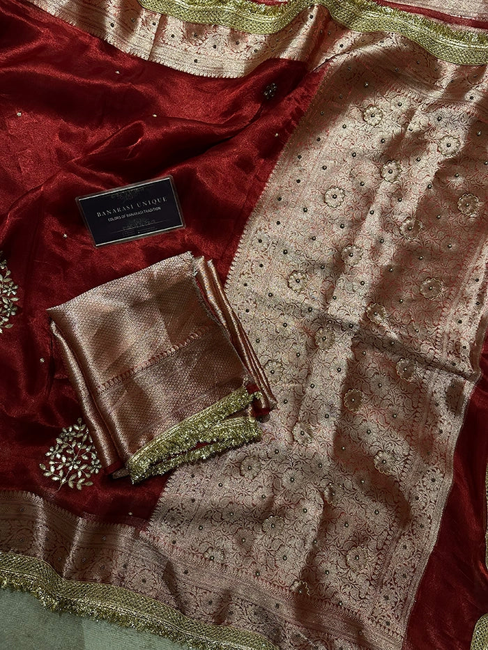 LEAF EFFECT PURE TISSUE - DEEP RED