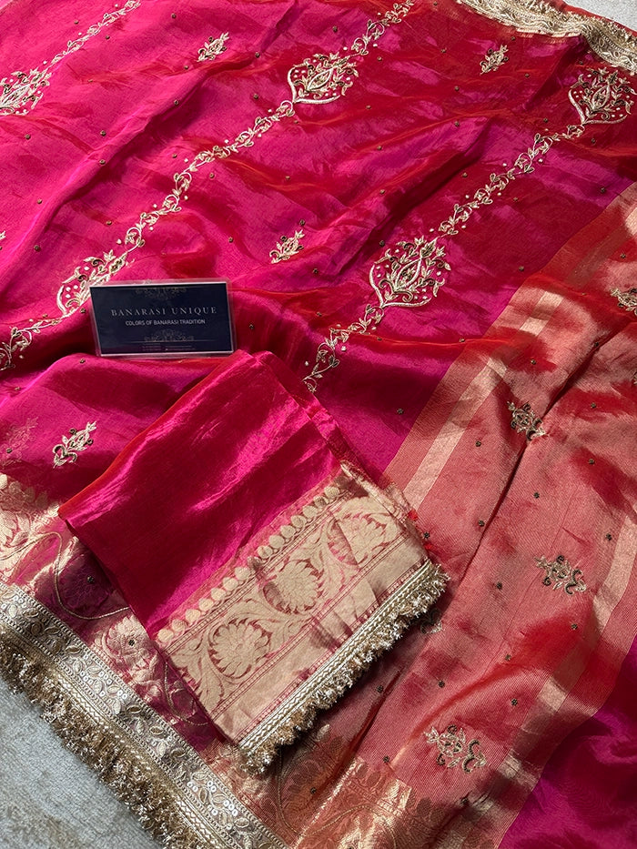 VERTICAL ARCH-SHAPED VINE DESIGN - DHOOP CHAAV PINK and ORANGE