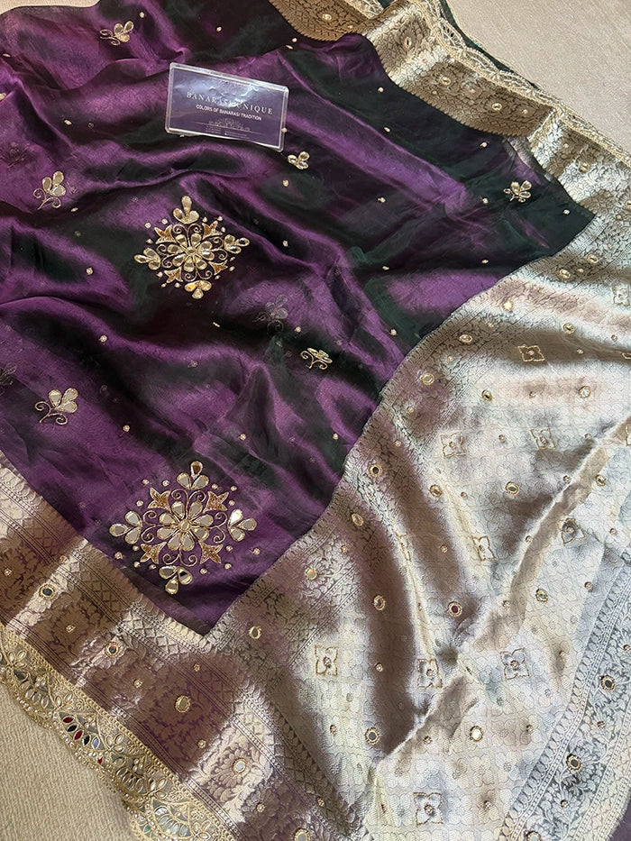 FLORAL BUTA- MIRROR - DHOOP CHAAV DARK PURPLE GREEN