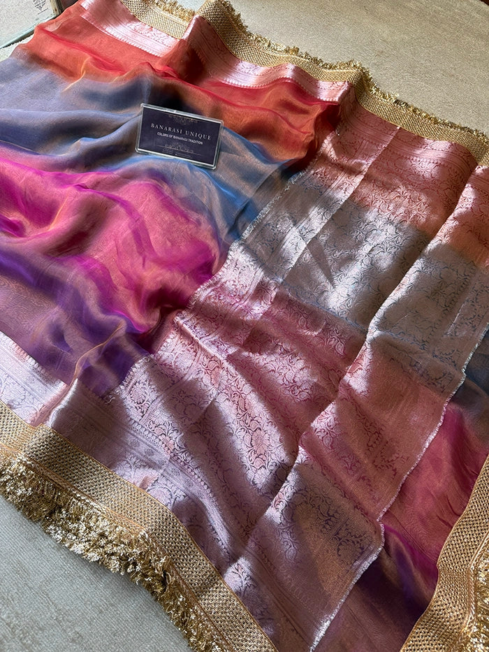 RANGKAAT PURE TISSUE SAREE - MULTICOLOUR