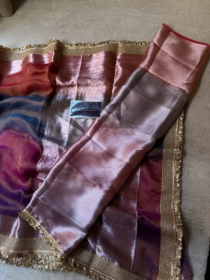 RANGKAAT PURE TISSUE SAREE - MULTICOLOUR