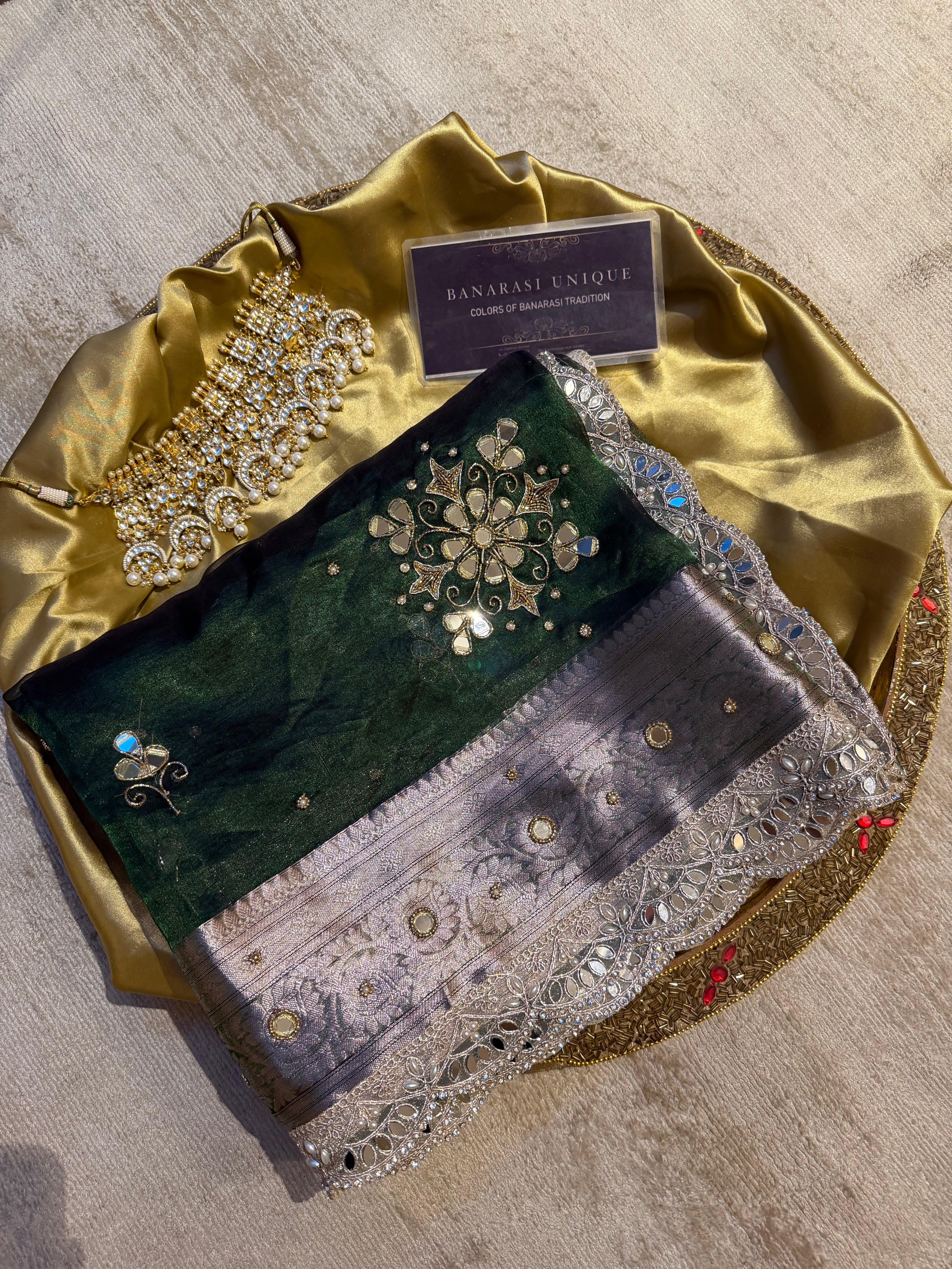PURE TISSUE SILK FLORAL MIRROR BUTA
