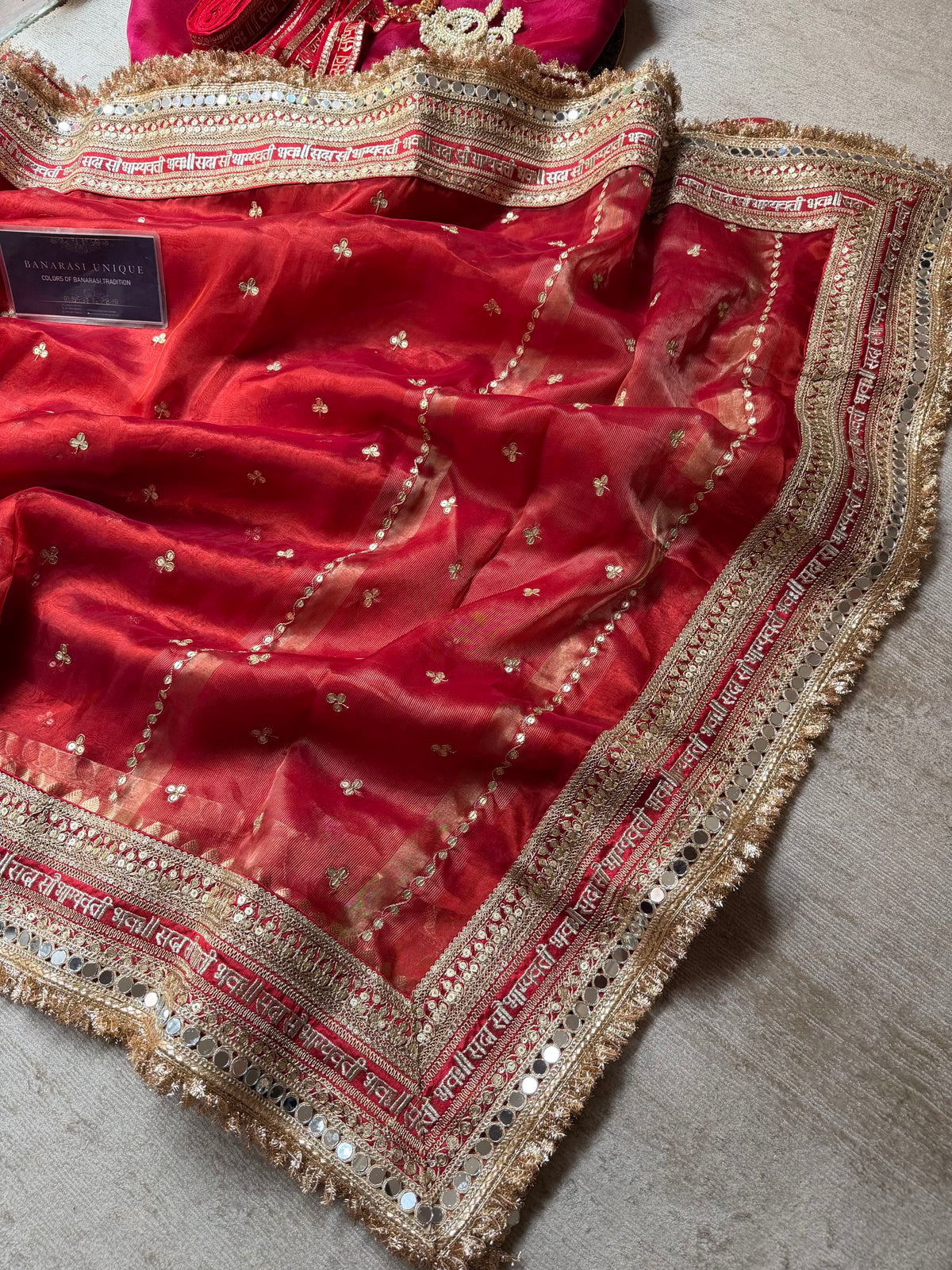 Karwa Chauth 2026 Pure Tissue Silk Saree | Red Bridal Saree