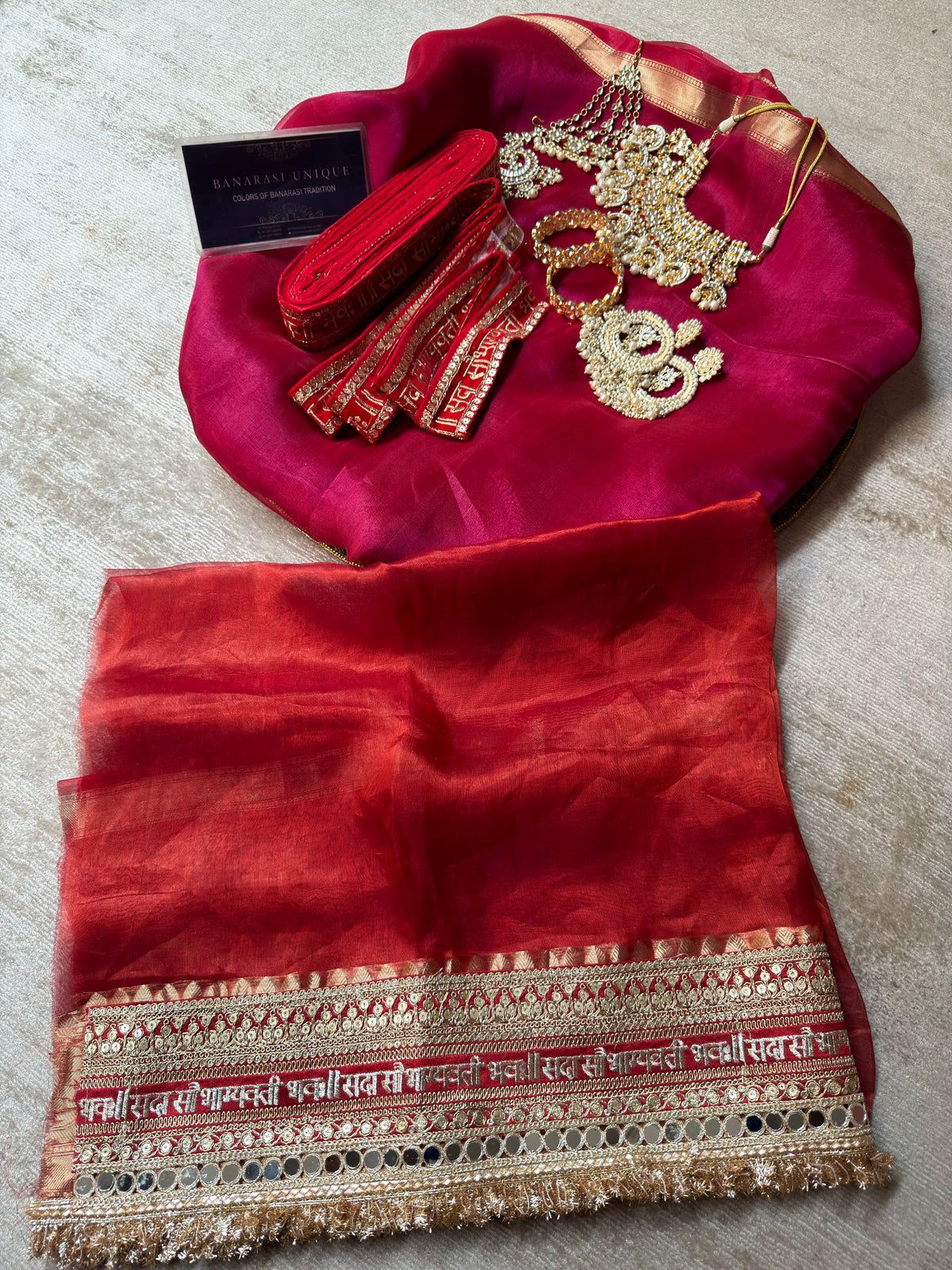 Karwa Chauth 2026 Pure Tissue Silk Saree | Red Bridal Saree
