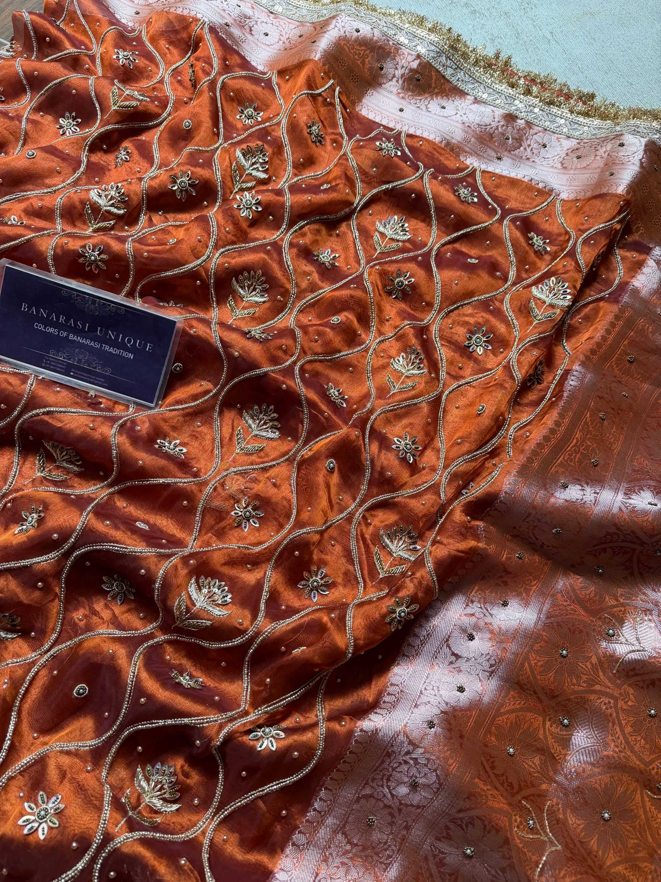 LEHERIYA JAAL (KASHTI) - BURNT ORANGE