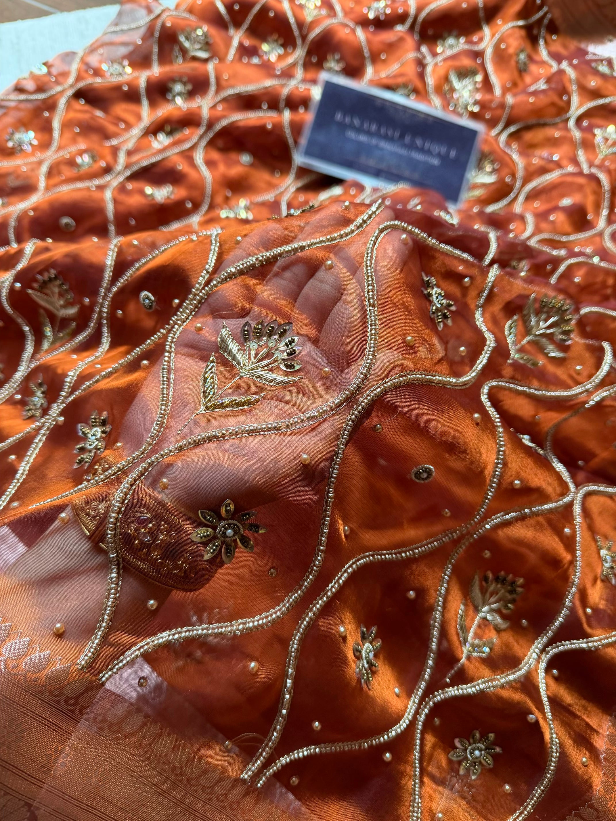 LEHERIYA JAAL (KASHTI) - BURNT ORANGE