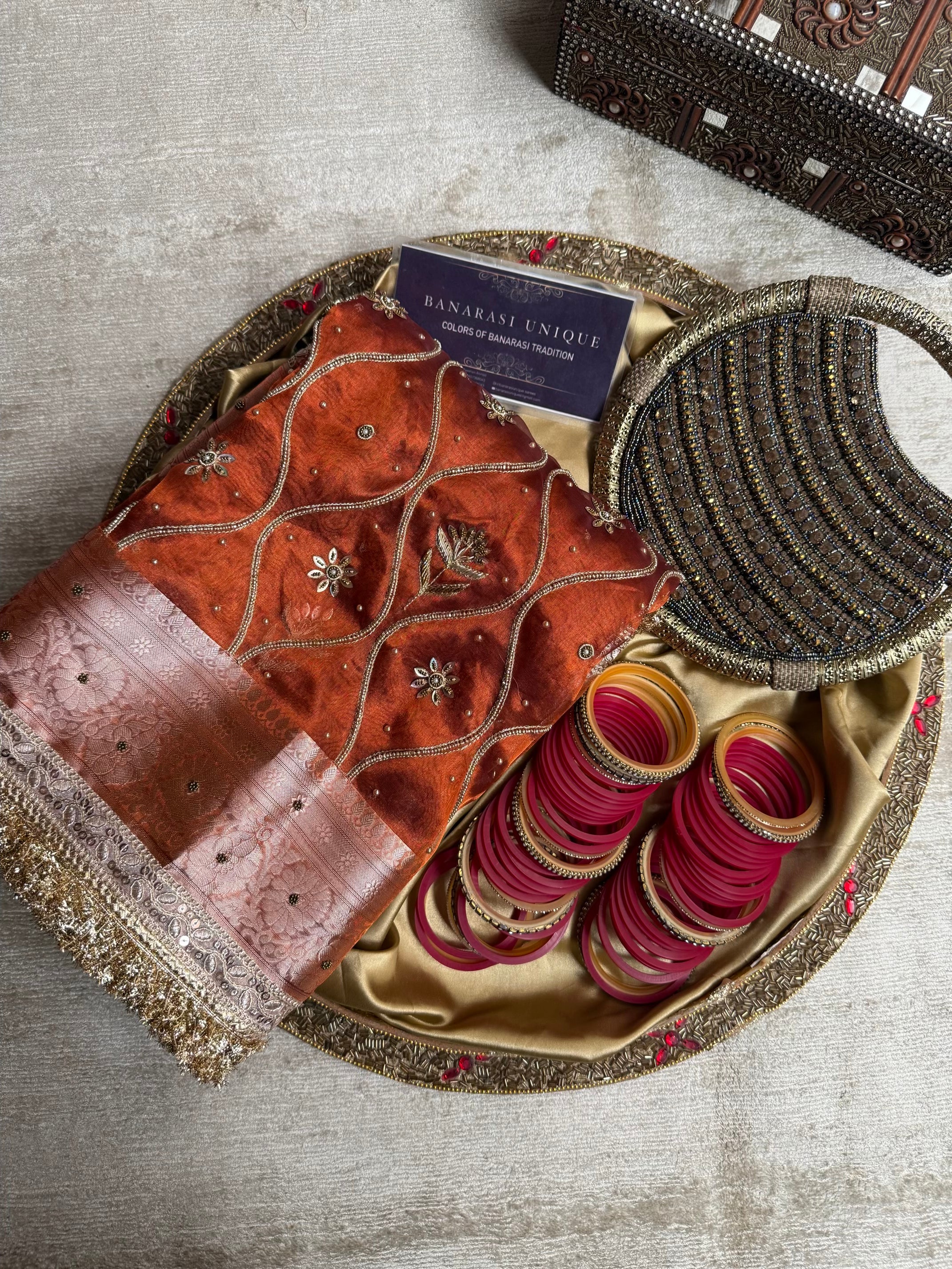 LEHERIYA JAAL (KASHTI) - BURNT ORANGE