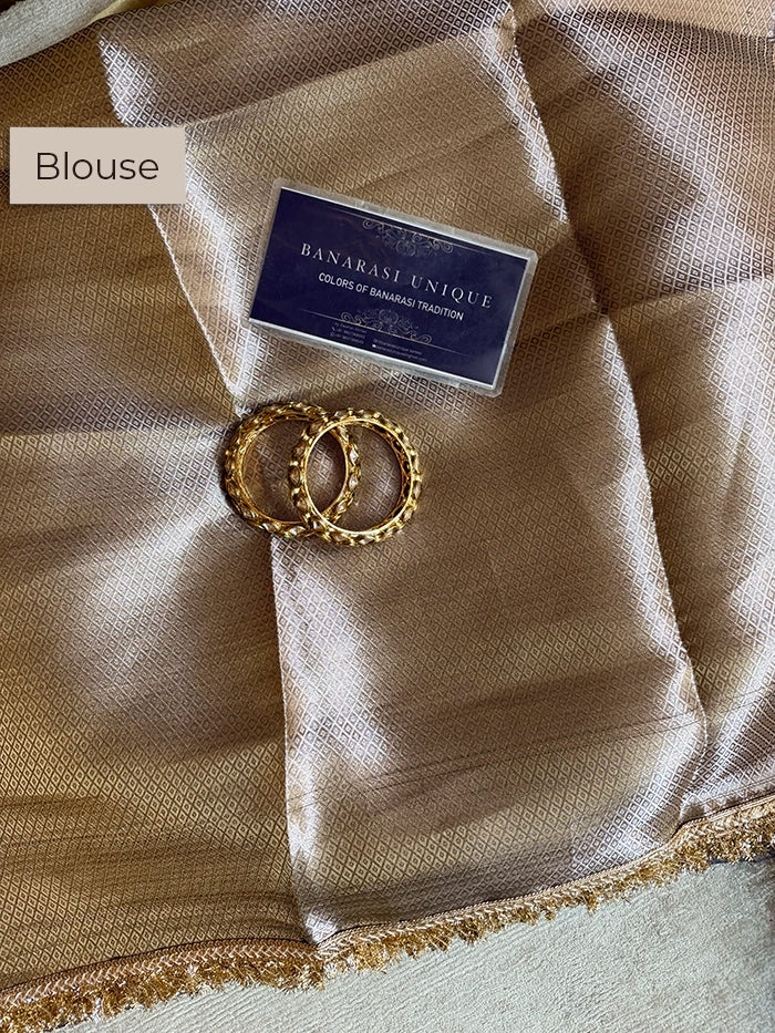 PLAIN PURE TISSUE SAREE with BROCADE BLOUSE - COFFEE BROWN