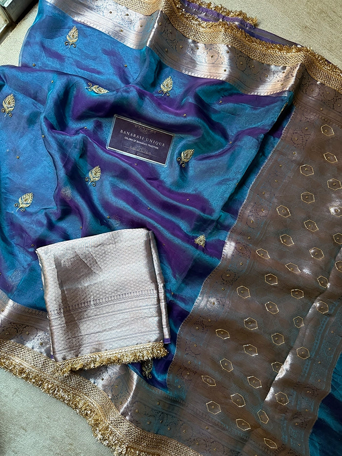 TEARDROP PAISLEY BUTIS - DHOOP CHAAV BLUE & PURPLE