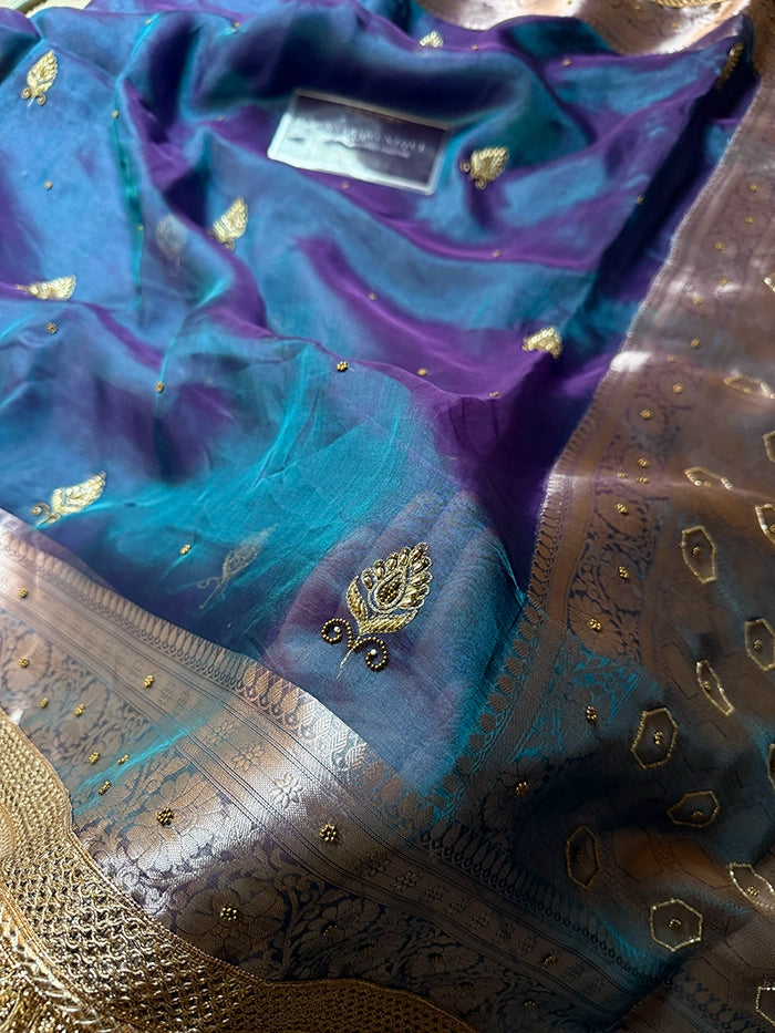 TEARDROP PAISLEY BUTIS - DHOOP CHAAV BLUE & PURPLE