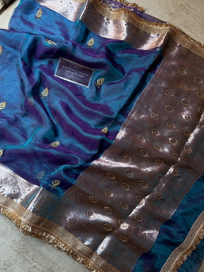 TEARDROP PAISLEY BUTIS - DHOOP CHAAV BLUE & PURPLE