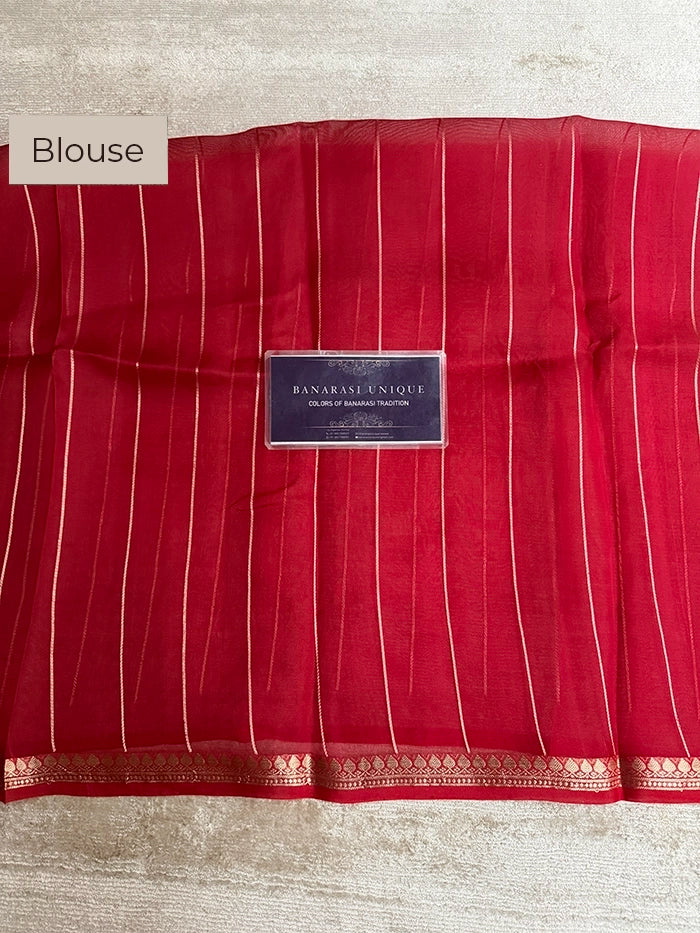 PURE KADHUA ORGANZA SITARA BUTI SAREE - MAROON