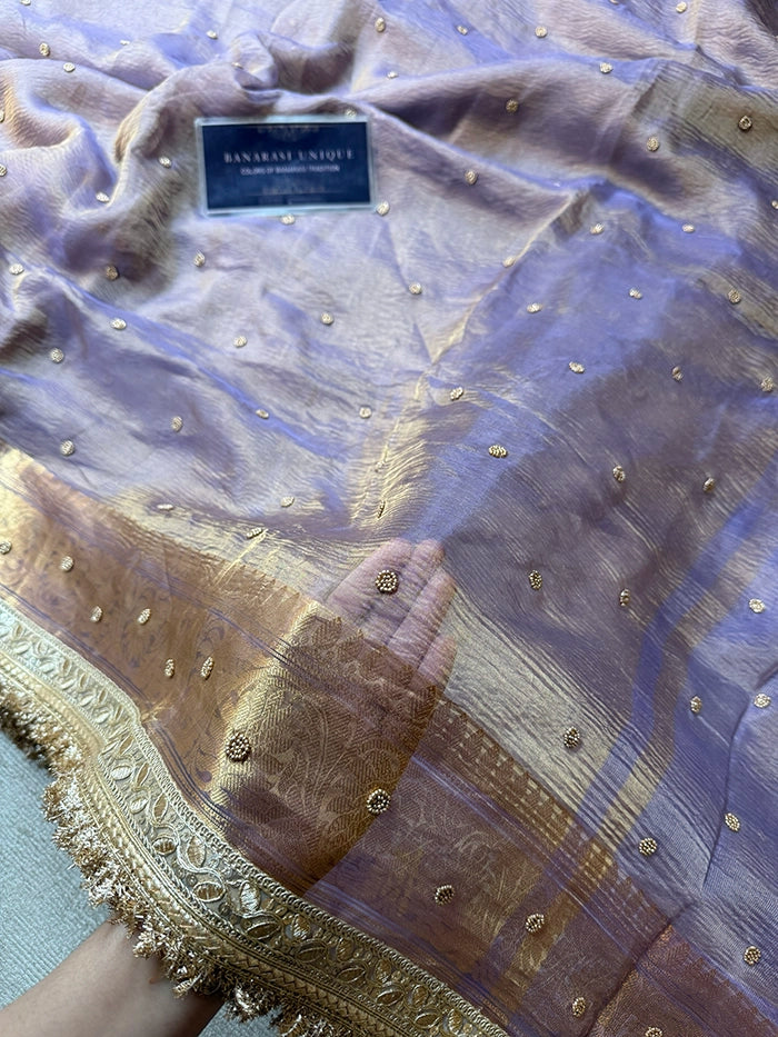 CRUSHED KATDANA BUTI SAREE - LAVENDER