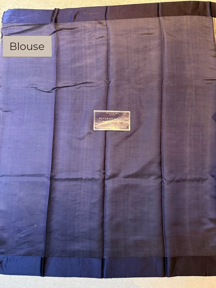 PURE TISSUE SILK STRIPES SAREE - NAVY BLUE