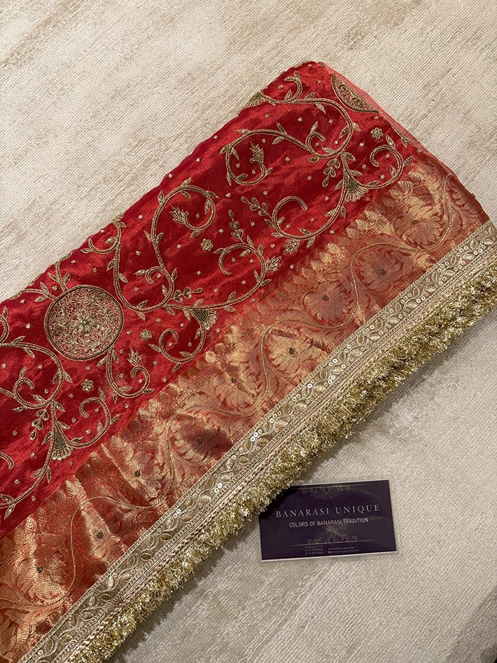 CHAAND BUTTA SKIRT BORDER - RED