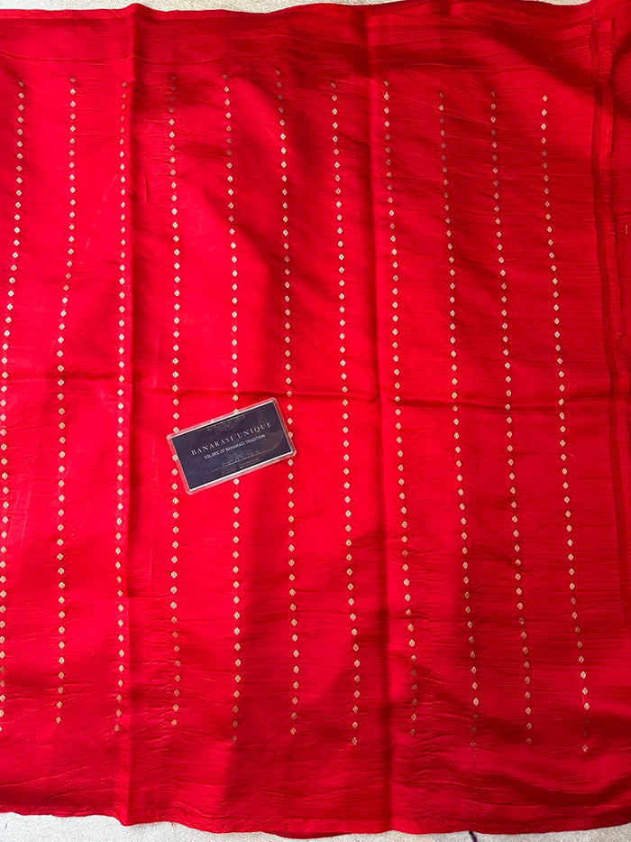 PURE KATAN SILK SONA RUPA KADHUA SAREE - RED