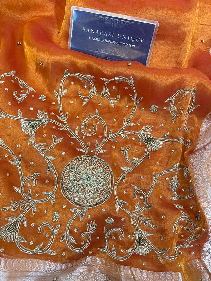 CHAAND BUTTA SKIRT BORDER - ORANGE