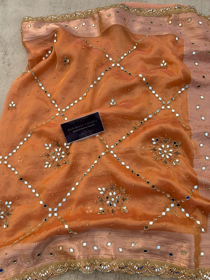 MIRROR FLORAL BUTA and JAAL - PEACH
