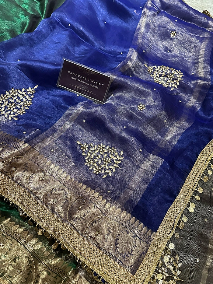 LEAF EFFECT PURE TISSUE - BLUE