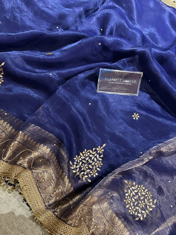 LEAF EFFECT PURE TISSUE - BLUE