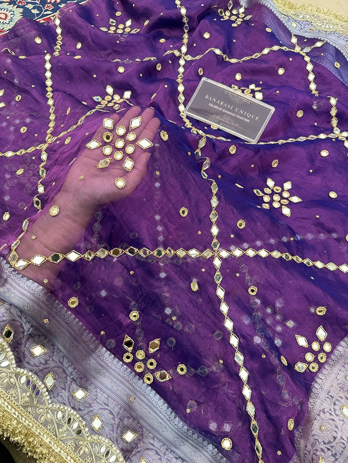 GEOMETRIC MIRROR BUTA and JAAL ALL OVER - PURPLE