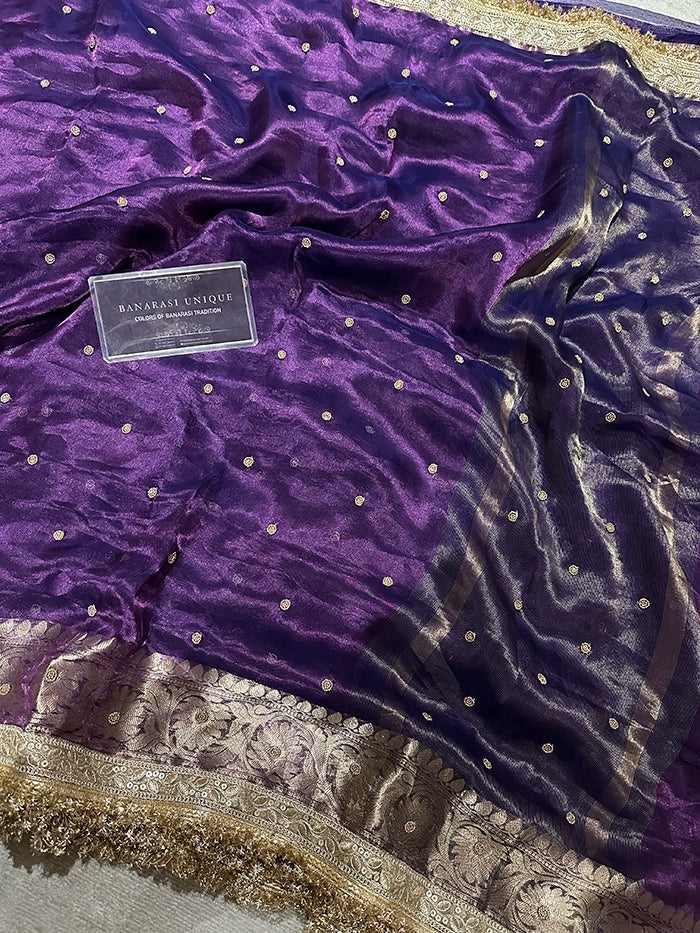 PLAIN KATDANA BUTI SAREE - DEEP PURPLE