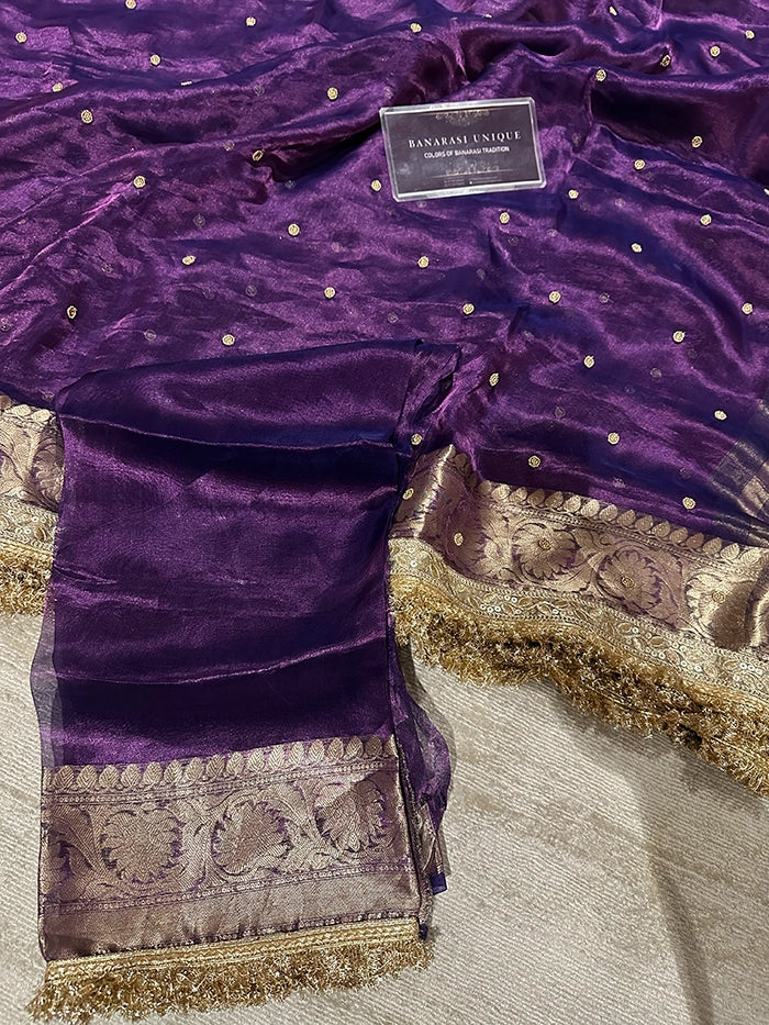PLAIN KATDANA BUTI SAREE - DEEP PURPLE