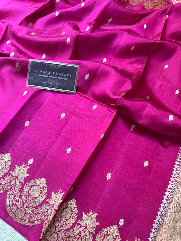 PURE KATAN SILK SCALLOP BORDER BUTI SAREE - AS SHOWN