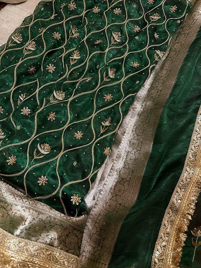 LEHERIYA JAAL (KASHTI) - BOTTLE GREEN