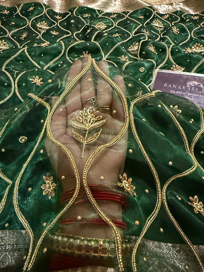 LEHERIYA JAAL (KASHTI) - BOTTLE GREEN