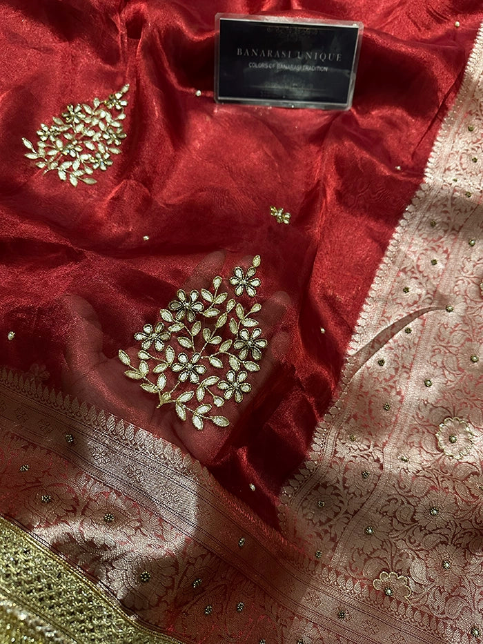 LEAF EFFECT PURE TISSUE - DEEP RED