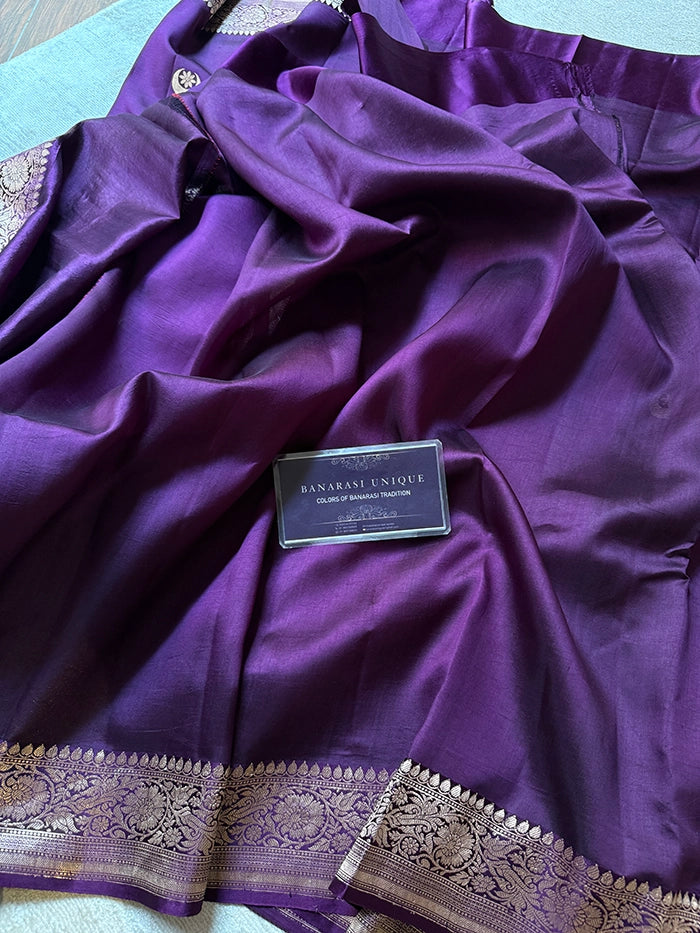 PURE KATAN SILK CHAND TARA SAREE - PURPLE