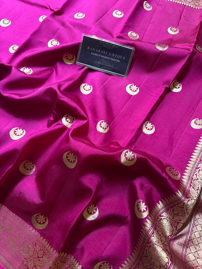 PURE KATAN SILK CHAND TARA SAREE - FUCHSIA PINK