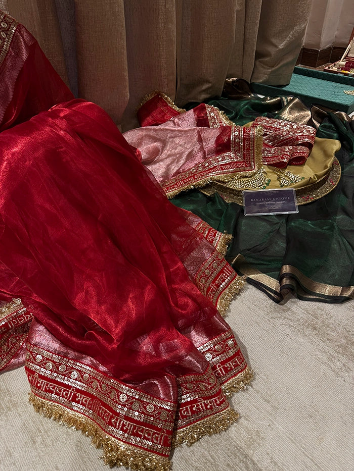 SAUBHAGYAWATI TISSUE SAREE - RED